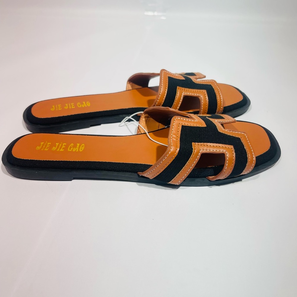 Women's Orange and Black Sandals
